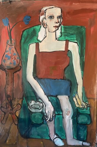 Portrait d’une femme assise sur un fauteuil par Aimé Cesanges, Peinture en vente sur Singulart