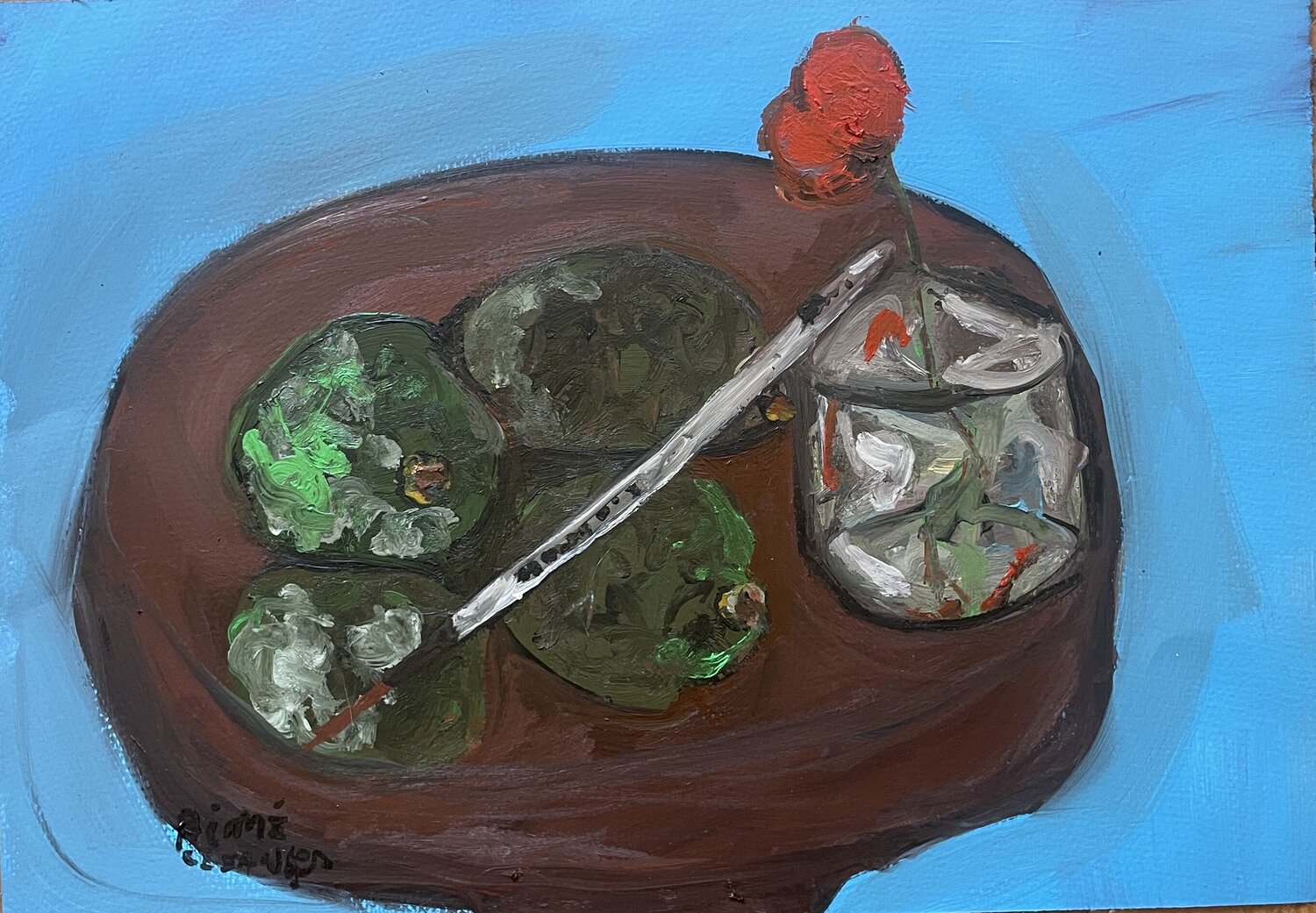 Avocats pinceau et fleur Aimé Cesanges Peinture originale à vendre