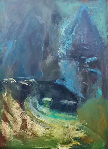 Die Nacht in Gebirge van Eka Natenadze (Ohrner), Schilderij te koop op Singulart