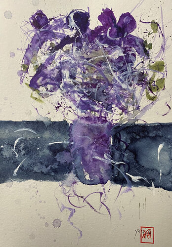 Il vaso di viole by YŪREI, Work on Paper for Sale on Singulart