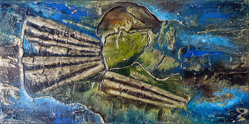 Küstenruhe Abstrakte Landschaft mit Goldakzenten und faszinierender Textur Fortuna Per