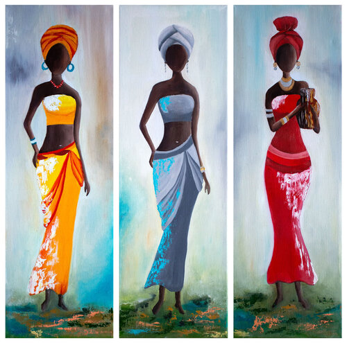 Anmut Afrikas 3er Set von Fortuna Per, Malerei kaufen auf Singulart