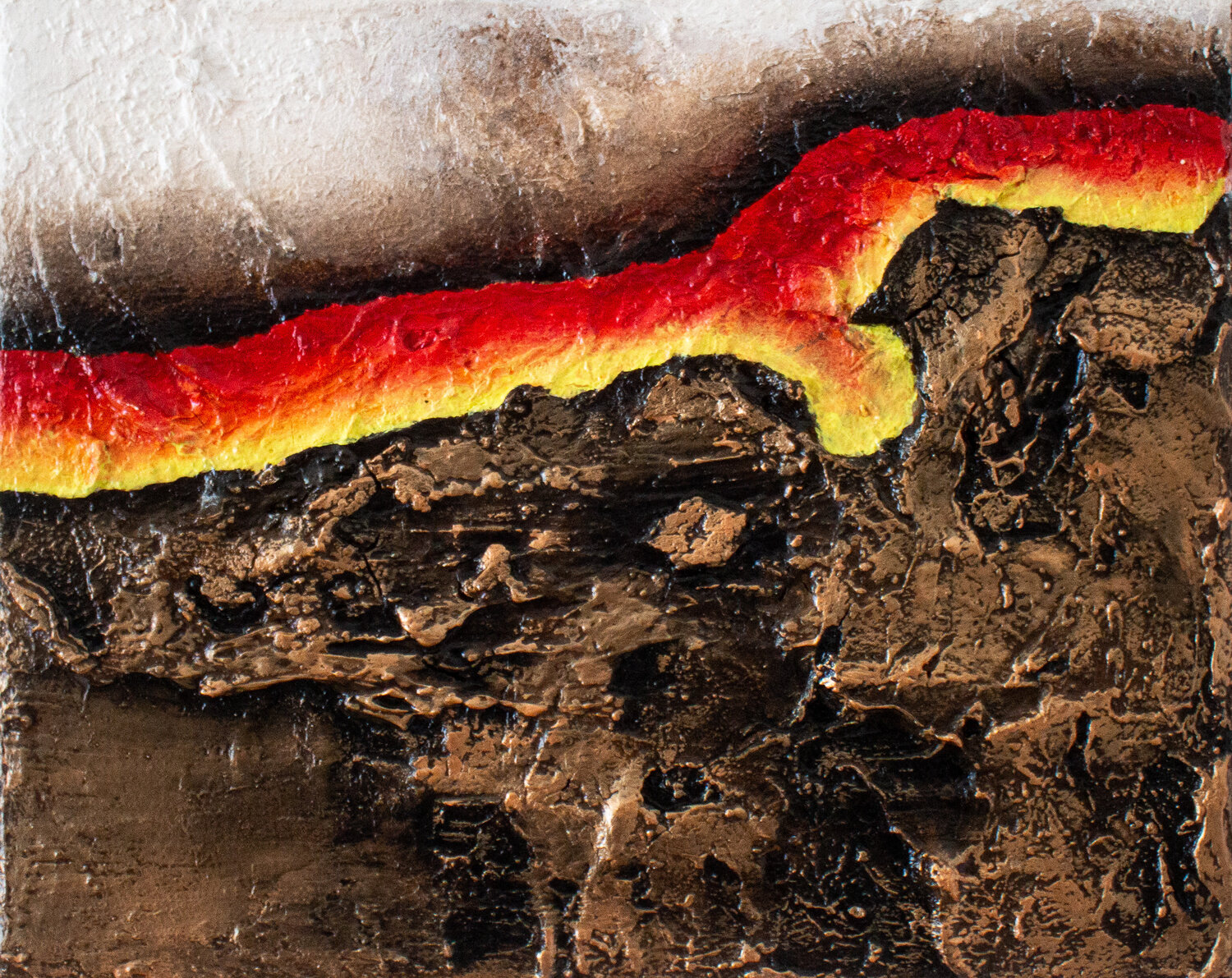 Magma 4 – Dynamische Acrylmalerei mit feurigen Tönen Fortuna Per Originalgemälde zu verkaufen