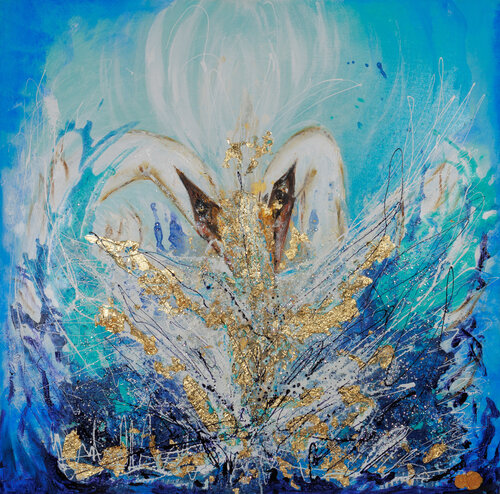 Schwanentanz Echtgold par Manuela Eibensteiner, Peinture en vente sur Singulart