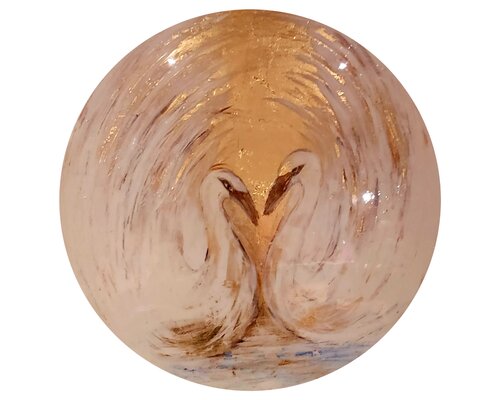 Schwanentanz - wood ART von Manuela Eibensteiner, Malerei kaufen auf Singulart