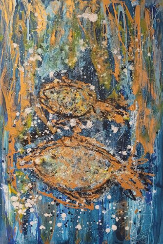 Wasserwelten - Goldfische by Manuela Eibensteiner, Painting for Sale on Singulart