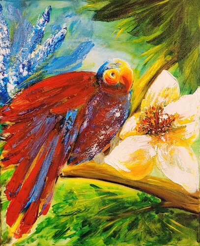 Bunte Vögel 1 von Manuela Eibensteiner, Malerei kaufen auf Singulart