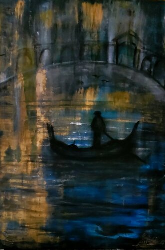 Die blaueLagune von Vendig van Manuela Eibensteiner, Schilderij te koop op Singulart