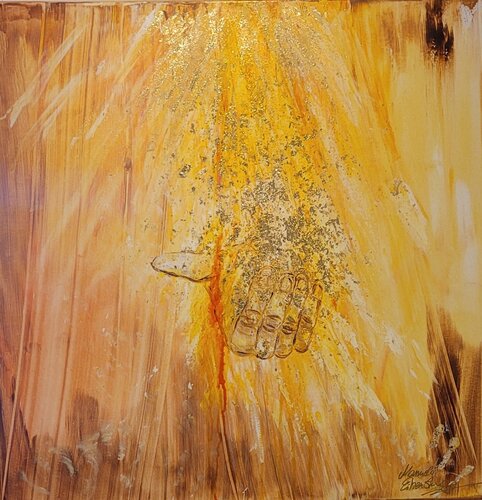 Goldenes Schöpfungshand by Manuela Eibensteiner, 회화 for Sale on Singulart