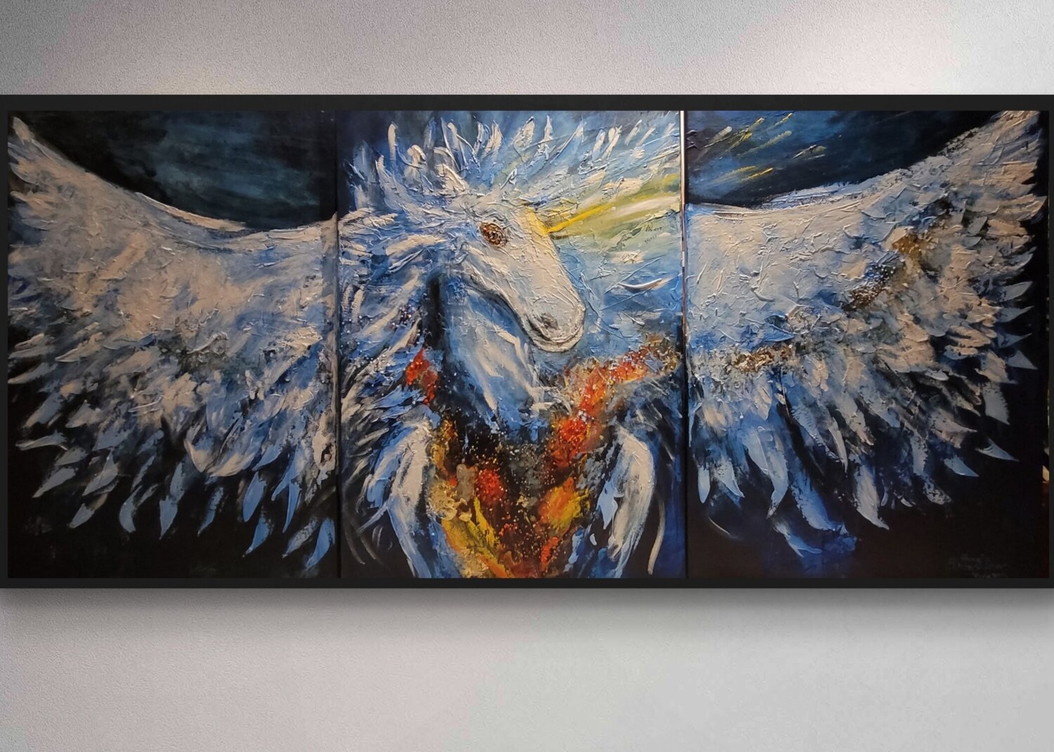 Triptychon Feuerherz des Feuerpferdes Manuela Eibensteiner