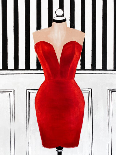 The Scarlet Velvet Dress par Kristina Mallen, Peinture en vente sur Singulart