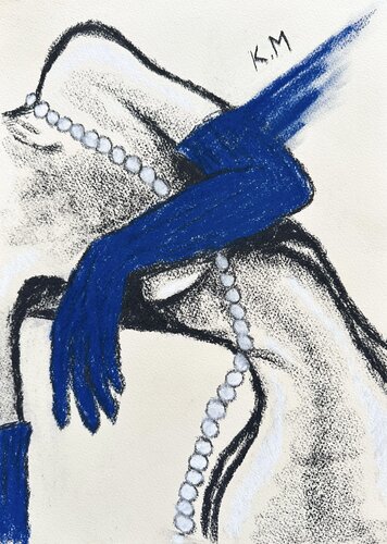 Lady in Blue Gloves by Kristina Mallen, Drawing for Sale on Singulart