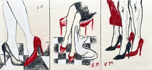 Triptych: Trois Flirts von Kristina Mallen, Zeichnungen kaufen auf Singulart