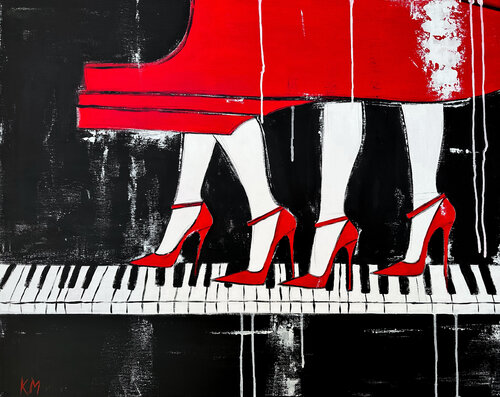 Red High Heels Symphony di Kristina Mallen, Pittura in vendita su Singulart