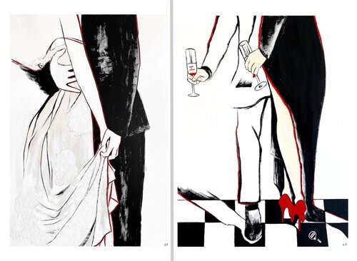 Diptych: Two Shades of Love (Giclée Prints) van Kristina Mallen, Afdruk te koop op Singulart
