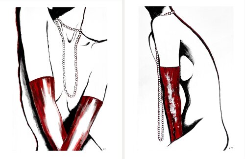 Diptych Madames (Giclée Prints) van Kristina Mallen, Afdruk te koop op Singulart