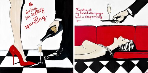 Diptych: Urgent Champagne by Kristina Mallen, Painting for Sale on Singulart