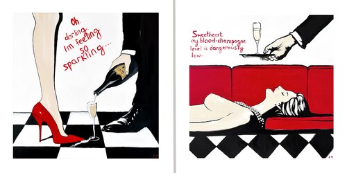 Diptych: Urgent Champagne  (Giclée Print) van Kristina Mallen, Afdruk te koop op Singulart