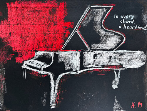 GRAND PIANO: IN EVERY CHORD, A HEARTBEAT par Kristina Mallen, Dessin en vente sur Singulart