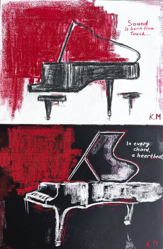 Diptych: Grand Pianos – Sounds of Chords di Kristina Mallen, Disegno in vendita su Singulart