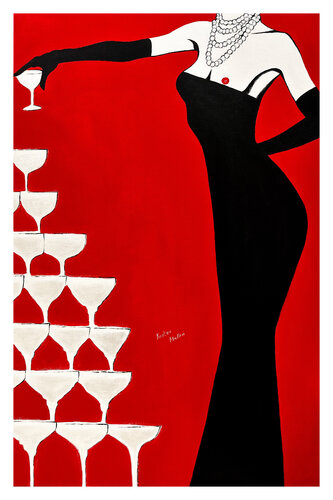 Lady Decadence: A Little Oops Champagne Moment (Giclée Print) van Kristina Mallen, Afdruk te koop op Singulart