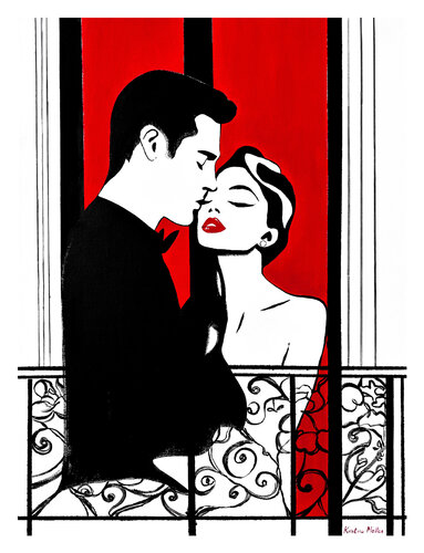 Lovers in a Parisian Window (Giclée Print) by Kristina Mallen, Print for Sale on Singulart