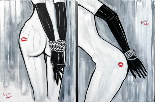 Diptych: Pearl Hostages par Kristina Mallen, Peinture en vente sur Singulart