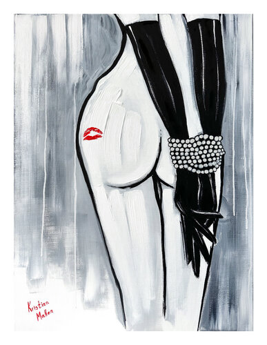 Bound by Pearls, Kissed by Red Lips (Giclée Print) von Kristina Mallen, Druck kaufen auf Singulart