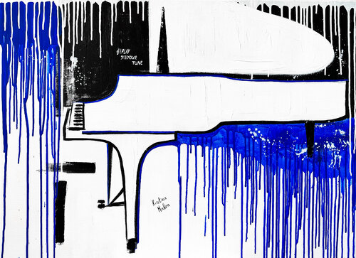 Blue Rhapsody: Play Your Tune von Kristina Mallen, Malerei kaufen auf Singulart