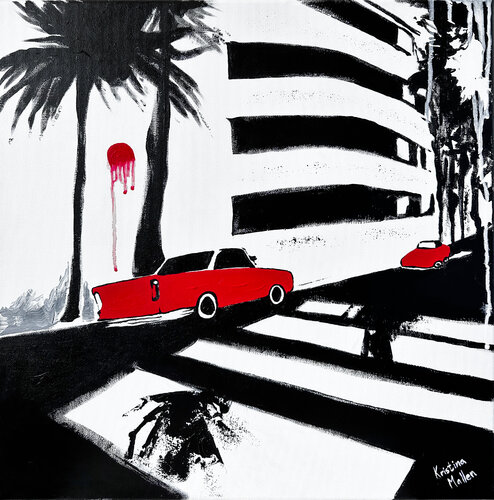 Melting Sun on Sunset Boulevard van Kristina Mallen, Schilderij te koop op Singulart