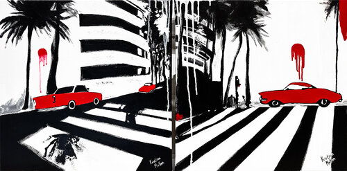 Diptych: Melting Sun in California di Kristina Mallen, Pittura in vendita su Singulart