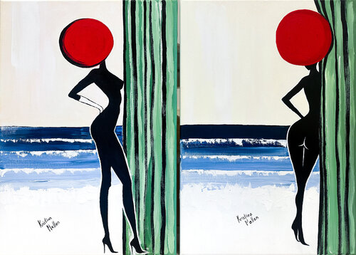 Diptych: L’Observateurs de la Mer di Kristina Mallen, Pittura in vendita su Singulart