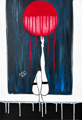 Under The Red Moon par Kristina Mallen, Peinture en vente sur Singulart