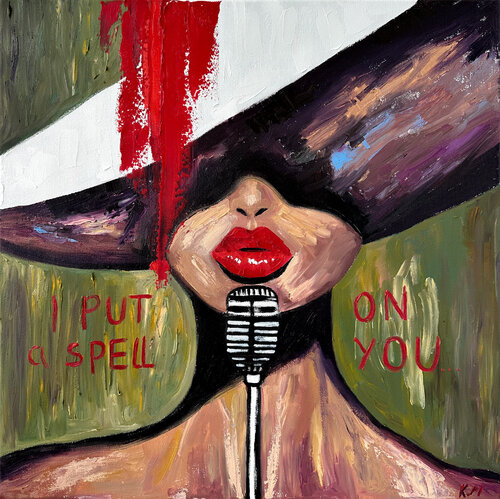 Black Jazz Diva: I Put a Spell on You van Kristina Mallen, Schilderij te koop op Singulart