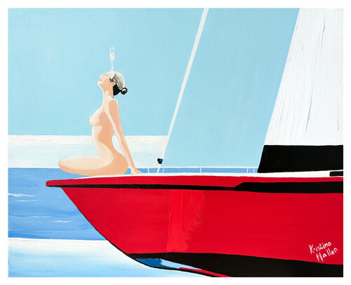 Yacht Yoga: Zen & Bubbles (Giclée Print) Kristina Mallen