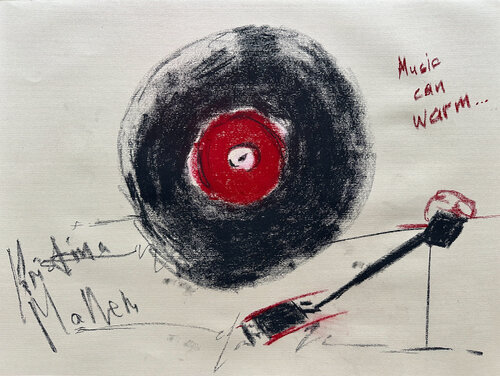 Music can warm by Kristina Mallen, 소묘 for Sale on Singulart