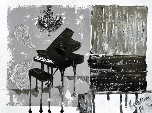 The Grand Piano and Unread Lines par Kristina Mallen, Œuvre sur papier en vente sur Singulart