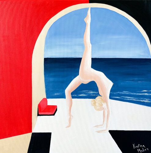Bare Yoga in Santorini (Giclée Print) by Kristina Mallen, Print for Sale on Singulart