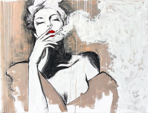 Madame qui Fume  (Giclée Print) par Kristina Mallen, Édition en vente sur Singulart