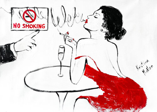 NO SMOKING, MADAME (Giclée Print) van Kristina Mallen, Afdruk te koop op Singulart