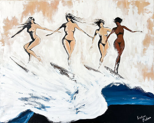 Riders of the Wild Wave by Kristina Mallen, Painting for Sale on Singulart