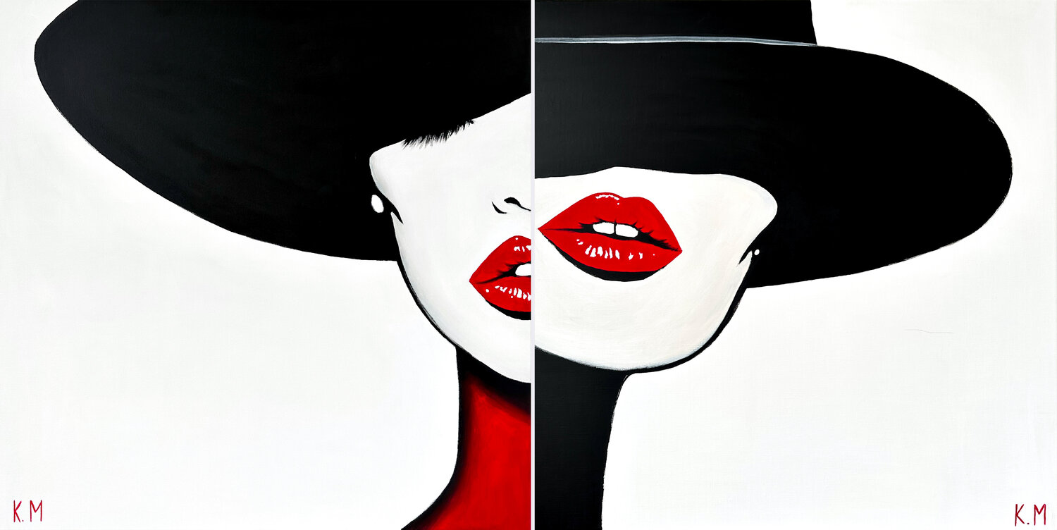 Diptych: Red Lips in Silent Allure Kristina Mallen