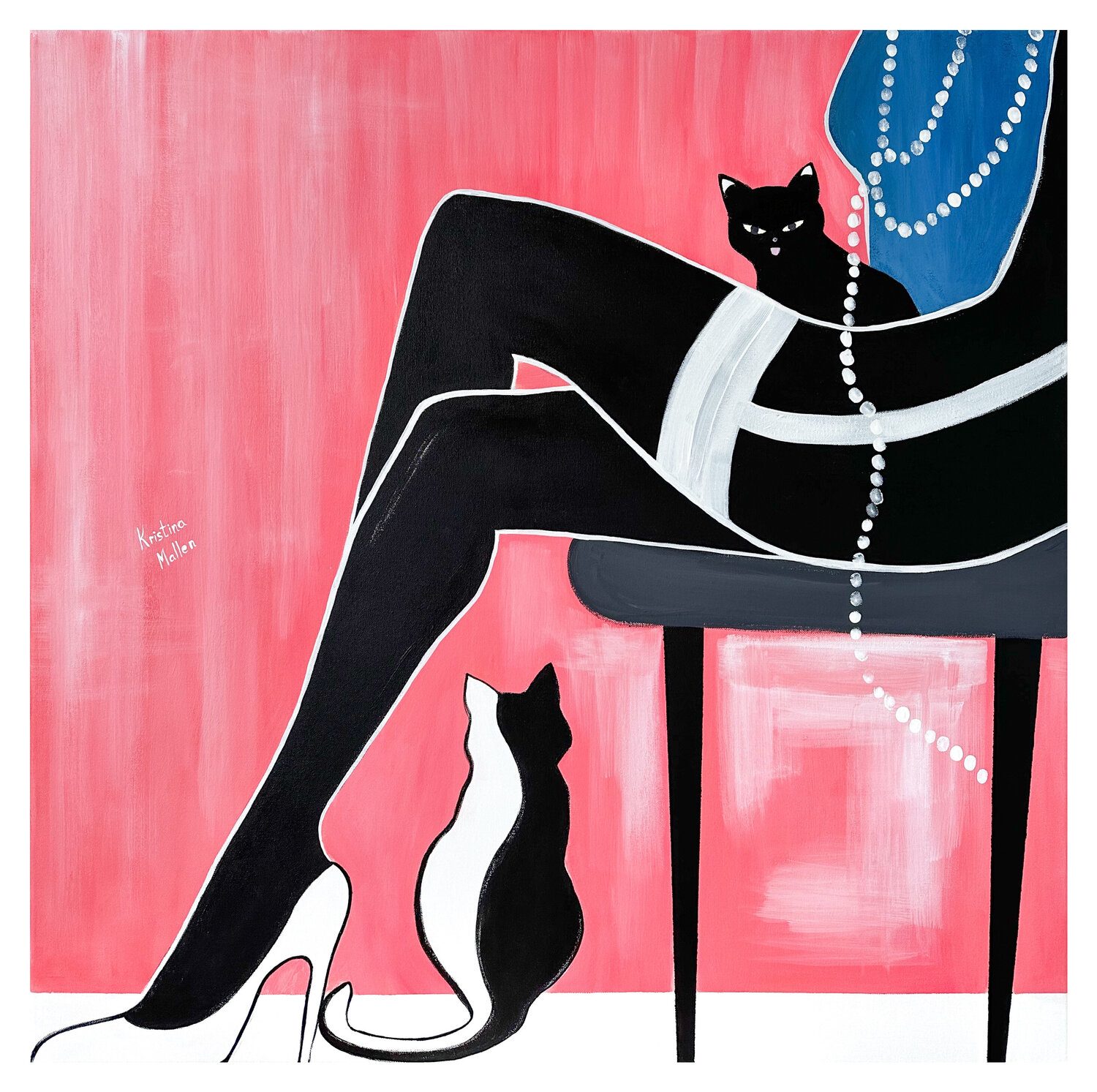 Jealous Cats (Giclée Print) Kristina Mallen Druck zu verkaufen