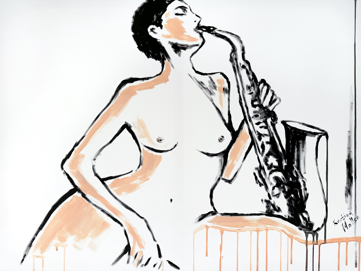 Solo Sax (Giclée Print) Kristina Mallen Druck zu verkaufen