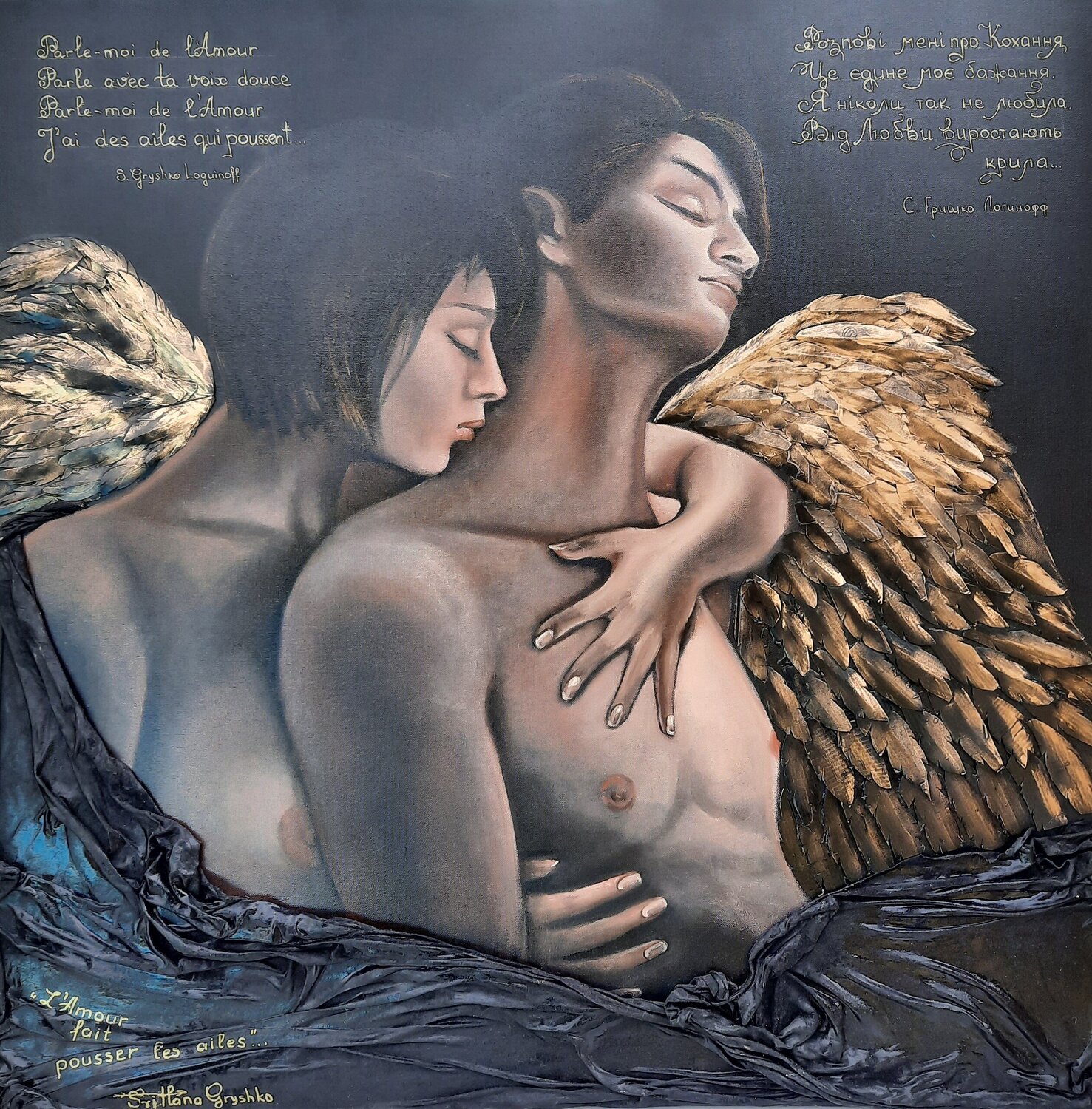 AMOUR FAIT POUSSER LES AILES Svitlana Gryshko Loguinoff Originalgemälde zu verkaufen