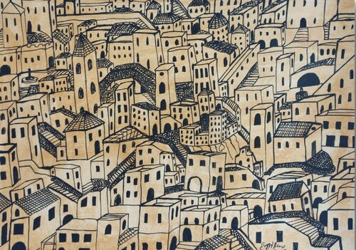 La città di sasso van Renzo Buggiani, Schilderij te koop op Singulart