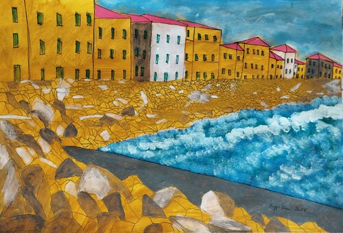 Lungomare Marina di Pisa van Renzo Buggiani, Schilderij te koop op Singulart