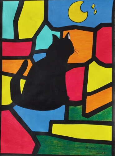 Il Gatto Nero - Patchwork nr. 4 di Renzo Buggiani, Pittura in vendita su Singulart