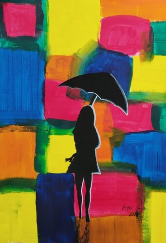 Walking Alone by Renzo Buggiani, 종이 for Sale on Singulart