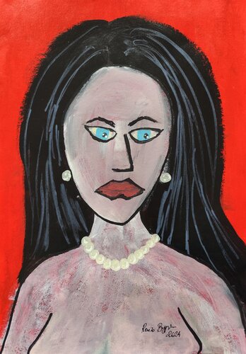 Woman with Black Hair and Blue Eyes von Renzo Buggiani, Malerei kaufen auf Singulart
